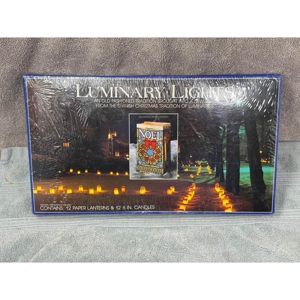 Vintage NOEL Luminary Lights Christmas 12 Paper‎ Lanterns Candles